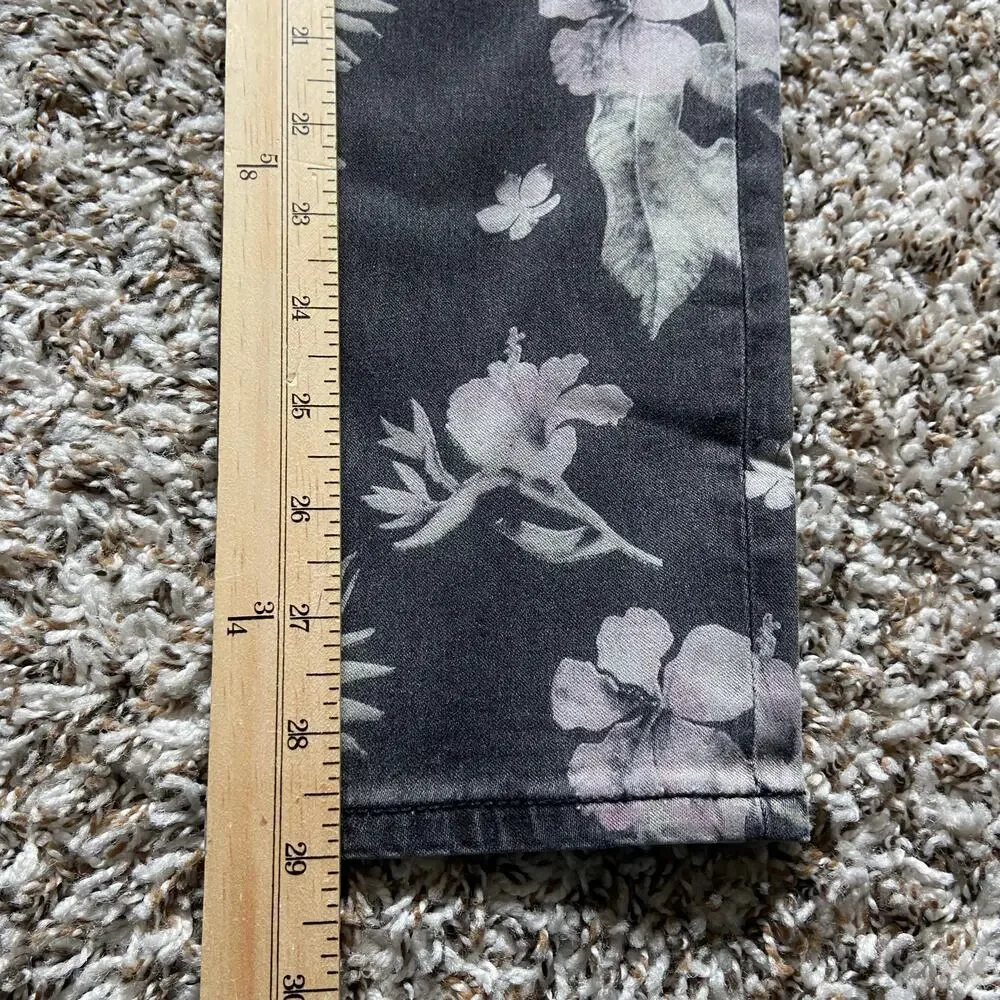 Juicy Couture Floral Print California Skinny Jean Women's 25 Black Stretch Scarf - Picture 9 of 10